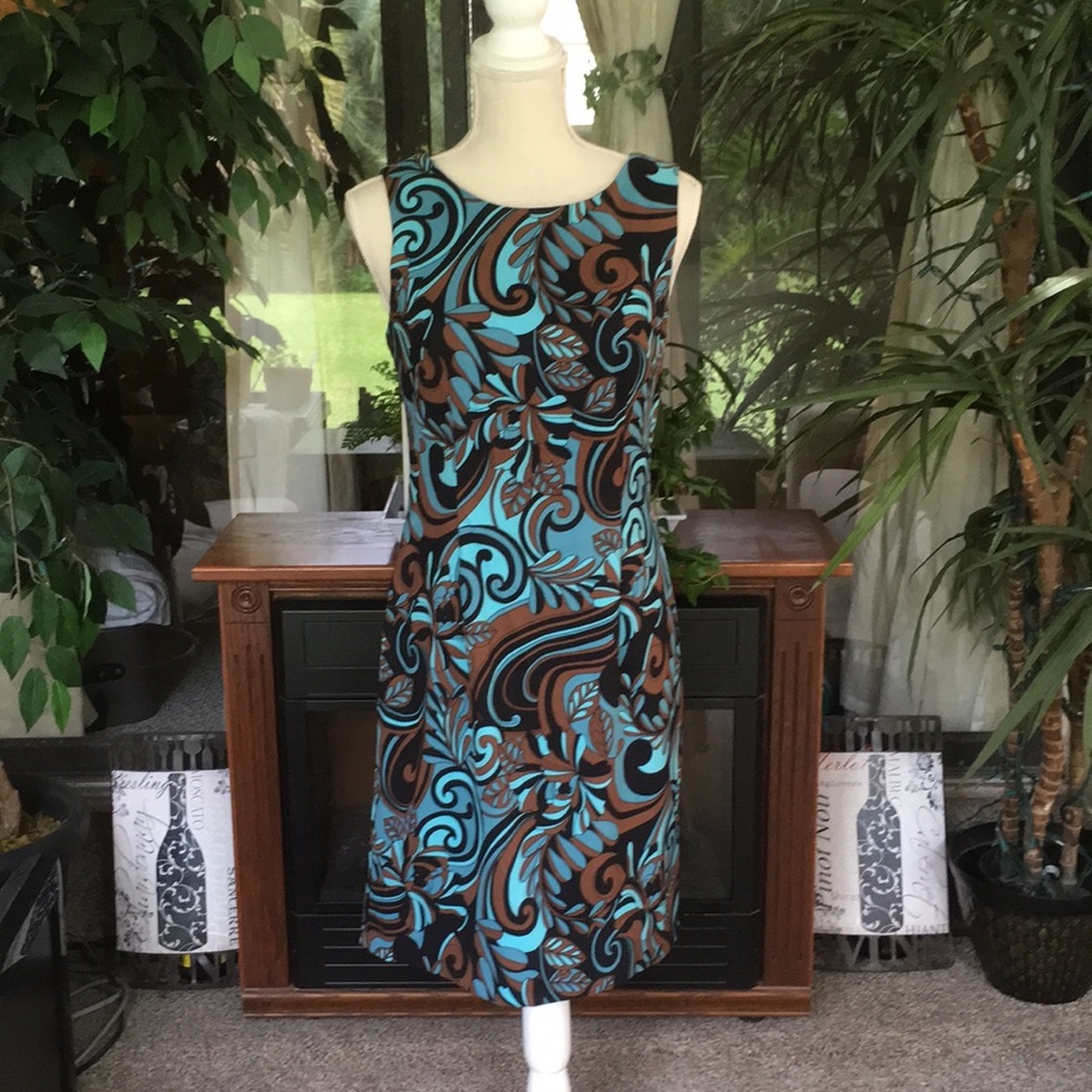 Connected Sleeveless Blue/Brown Dress